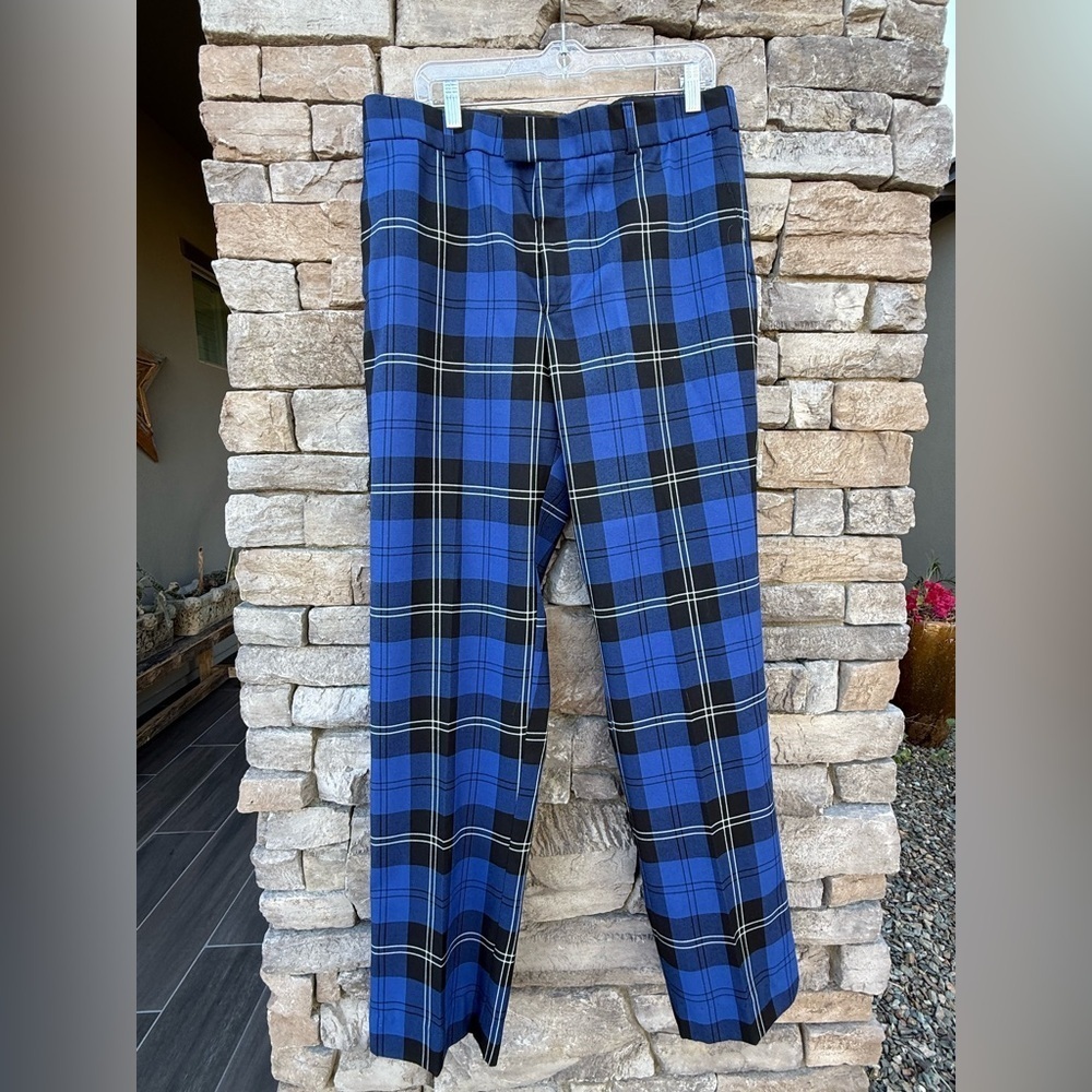 NEW SLANJ Scotland Trews Tartan Blue Black Wool Trousers Men’s W34 L35